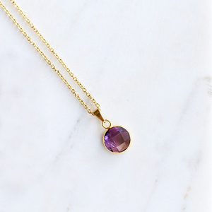 925 Sterling Silver Tiny 10mm Amethyst Gemstone Pendant <b>Necklace</b> Ethnic Family <b>Birthstone</b> Jewelry for Engagement Party Gift - Product Image 1