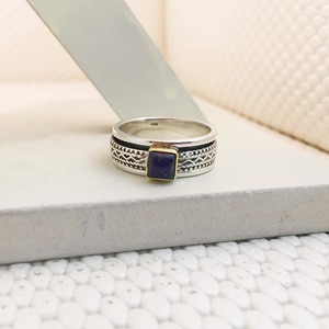 <b>925</b> <b>Silver</b> Casual Lapis Square <b>Rings</b> for Ladies Wedding Fine Jewelry <b>925</b> <b>Silver</b> Lapis Cab <b>Rings</b> Adjustable Woman <b>Silver</b> <b>Rings</b> - Product Image 1