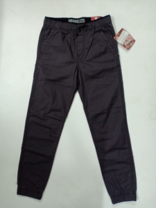 Vêtements d'usine du Bangladesh, surplus de marques, pantalons chino en sergé pour adolescents, coton décontracté, taille élastique, coupe droite, teint en pièce - Product Image 5