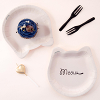Assiettes jetables en forme de chat gris rosé Tair Chu pour fête prénatale, anniversaire, mariage (uniquement les assiettes) 2400 pièces/carton Taïwan