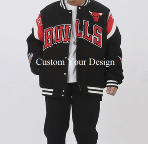 แจ็คเก็ตเบสบอลวาร์ซิตี้ผ้าซาตินโพลีเอสเตอร์ 100% คุณภาพสูงสั่งทำขายส่งสำหรับผู้ชาย คอตั้ง ระบายอากาศ กันลม - Product Image 5
