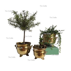 Jardinière martelée en fer de conception fantastique avec support ensemble de jardinières de couleur or de taille différente à des prix bon marché - Product Image 5