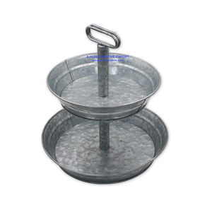 Bandeja de Metal galvanizado, accesorio de 3 niveles hecho a mano, nuevo diseño, con mango de madera - Product Image 5