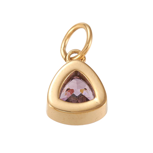 8mm Aquamarine Gemstone Tiny Dainty Necklace Pendant for Girls Gold Plated Trillion Shape Ethnically Styled Mainly Made of Brass - Product Image 5