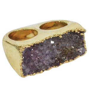 Venta al por mayor de doble cuerpo plateado Druzy tallado anillos de moda - Product Image 1