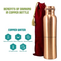 Bouteilles d'eau martelées en cuivre pur et faites à la main, accessoires de Yoga, sans joint, étanches, bon marché, meilleure vente, 100% ml