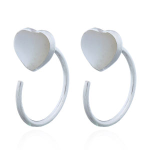 Mother of Pearl Heart Sterling Silver Huggies - Product Image 2