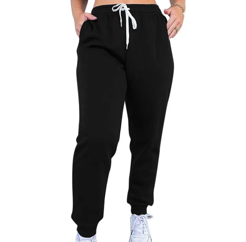 New Women's Solid Color Lace-up Sports Ladies Trousers Home Leisure Pants Thickened Sweatpants Female Joggers