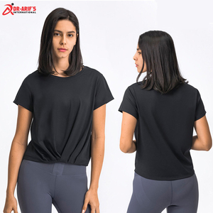 Camisetas sin mangas de entrenamiento de manga corta de la mejor calidad para mujer, camisetas cortas de Yoga de secado rápido hechas a medida, venta al por mayor sostenible - Product Image 6