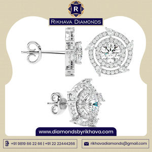 ต่างหูเพชรเม็ดเดี่ยวทองคำขาว14K ที่สวยงามเครื่องประดับอัญมณีแท้ที่สวยงาม - Product Image 3