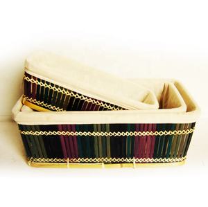 Juego de cestas de almacenamiento de ropa de bambú hechas a mano de minorías étnicas de Vietnam artesanías de bambú especiales ecológicas - Product Image 2