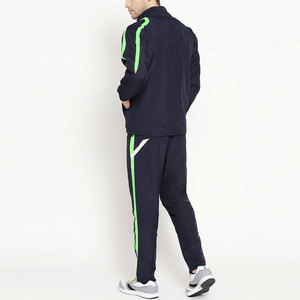 Wholesale Men's Polyester Sportswear Zip <b>Up</b> Stripped Hoodie With Matching Trousers Tracksuit Set - Product Image 2