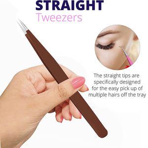 Kit de Pinzas para Pestañas Reutilizables de Acero Inoxidable con Etiqueta Privada Personalizada, Punta Dentada de 10 mm de Longitud - Product Image 4