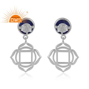 Boucles d'oreilles en Lapis 925 en argent massif, pierres précieuses naturelles, source de bijoux, racine religieuse, Chakra, vente en gros, 1 pièce - Product Image 3