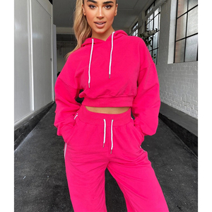 Nouveau survêtement femmes solide Offre Spéciale mode Streetwear personnalisé femmes 2 pièces ensemble survêtement survêtement doudounes gants sweats à capuche - Product Image 4