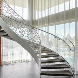 Moderne gebogene Innentreppe aus Edelstahl mit Holz stufen Zeitgenössisches Design - Product Image 5