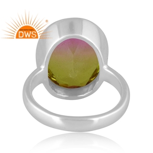Diseño hecho a mano plata de ley fina Natural Bio Petro turmalina doblete cuarzo piedra preciosa anillo apilable fabricante de joyas - Product Image 4