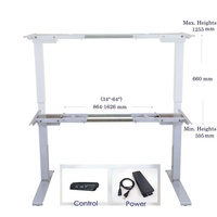 Cadre de bureau électrique en aluminium argenté à trois sections, réglable, extensible, stable, design contemporain, pour bureau assis-debout
