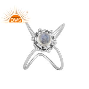 Bague en argent Sterling, pierre de lune arc-en-ciel, empilable, vente en gros, bijoux indiens, - Product Image 1