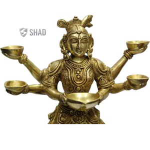 Laiton Lady Diya Handicraft Art indien décoratif traditionnel pour la maison Temple et cadeaux - Product Image 1