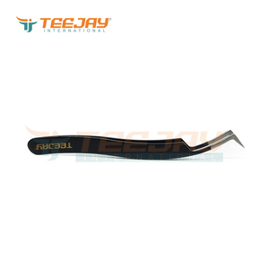 Pinzas de volumen con recubrimiento de polvo negro en forma de pato, punta fina hecha a mano, agarre simple, logo dorado, lo mejor para extensiones de pestañas voluminosas, novedad - Product Image 4