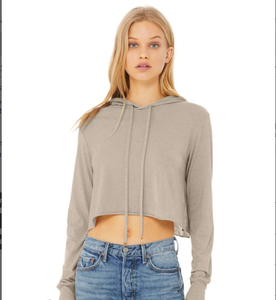 Sudadera con capucha de manga larga recortada Triblend para mujer - Product Image 2