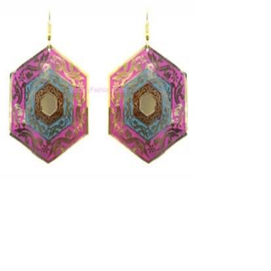 Pendientes indios étnicos hechos a mano en rojo con grabado multicolor Diseño personalizado para fabricantes de joyas y Tiendas de Cuentas - Product Image 2