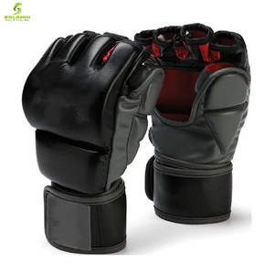 Gants demi-doigt professionnels MMA, sac de sable thaïlandais, UFC, en cuir véritable, - Product Image 4