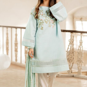 -ÉLÉGANTE et DECENT--EMBROIDERY--ON KURTA--WITH--PANT---FOR Parti porter-robe avec applications pour la Fête/Mariage = 2021. - Product Image 1