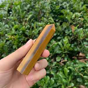 Oeil de tigre poli de qualité supérieure cristal tour Point obélisque nouveau crayon de pierres précieuses dorées Feng Shui tour d'oeil de tigre/oeil de tigre poli - Product Image 4