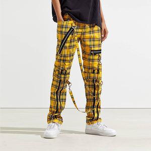 Pantalon de jogging pour hommes, personnalisé, survêtement Cargo, empilé, Hip Hop, à carreaux, sangle avec fermeture éclair, vichy, Hipster, été, 2021 - Product Image 1