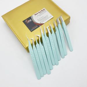 Pince à cils à pointe de volume personnalisée professionnelle couleur menthe enduit acier durable 90 45 degrés pince à cils à poignée cardiaque - Product Image 4