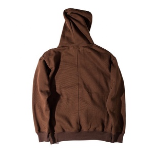 Blank Plain Men 14oz Oversized Heavyweight Chocolate <b>Brown</b> Hoodie - Product Image 3