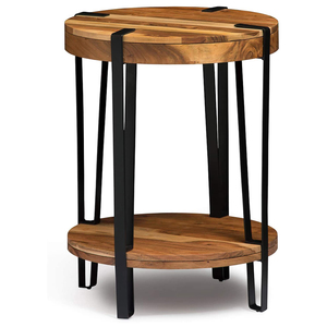 Table d'appoint industrielle rustique à 3 sections, meubles de table de chevet, pour la maison et le bureau, accessoires, fournitures de table pour cocktail - Product Image 3