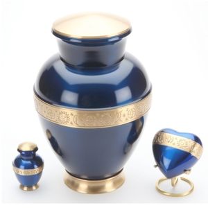 Urna Funeraria de Metal Grabada a Mano Azul de Primera Calidad, Estilo Americano, Decoración Moderna, Gran Precisión, Artículos Funerarios - Product Image 2