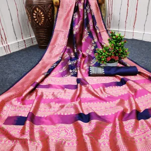 ساري الحرير مع أحدث تصميم السيدات ارتداء النمط الهندي مع انخفاض السعر