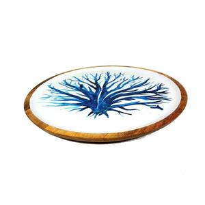 New Design Restaurant Soup <b>Serving</b> <b>Bowl</b> Latest Arrival Decorative Enamel Printed Wooden <b>Bowl</b> Blue and <b>White</b> Color Customized - Product Image 3