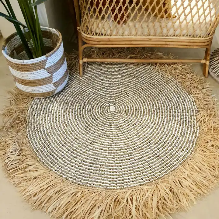 large round natural seagrass floor rugs