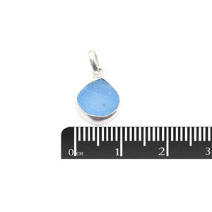 Bleu Druzy Coeur Forme 925 Starling Argent Lunette Argent Plaqué Pendentif Fabrication De Bijoux À La Main - Product Image 3