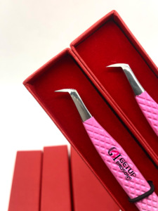 Pince à épiler d'extension de cils de volume de botte russe revêtement en poudre Double couleur avec outil de beauté de bigoudi d'acier inoxydable de poignée de diamant - Product Image 3