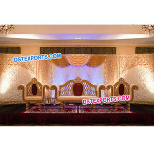Conjunto de muebles dorados para escenario de boda, hermoso sofá de escenario musulmán, conjunto de dos plazas - Product Image 1