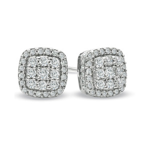 Screw <b>Back</b> 0.50TCW Real Round Exclusive Diamond Cluster Stud <b>Earring</b> with Micro Insert in 10K White Gold Unisex - Product Image 1