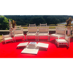 Conjunto de sillas de boda al aire libre, conjunto de Mandap con temática de boda india, Sankheda, Mandap Vidhi, tradicional, color blanco - Product Image 1