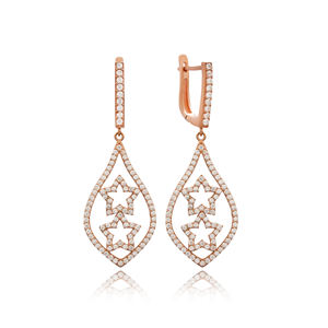 ลูกแพร์รูปร่างและดาวเสน่ห์ต่างหูห้อยขายส่งแฮนด์เมด925เงินสเตอร์ลิงสำหรับผู้หญิงเครื่องประดับ - Product Image 1