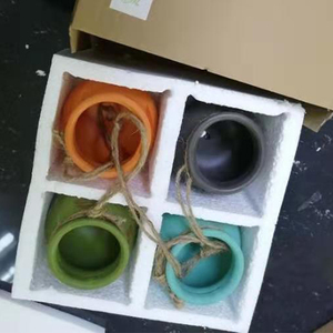 Southwest <strong>Desert</strong> Color Ceramic 4 <strong>Pot</strong> Set Wall or Ceiling Mount Hanging Mini Flower Planters - Product Image 2