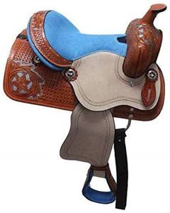 Ensemble de selle anglaise en cuir véritable de qualité supérieure pour baril de course Western Horse Tack Plusieurs tailles (14-18 ") Différentes couleurs disponibles - Product Image 2