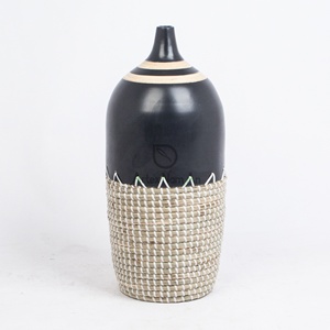 Floreros antiguos ecológicos de algas marinas y bambú hechos a mano para decoración del hogar y bodas - Product Image 1