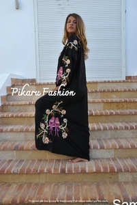 ชุดเดรสปักลายดอกไม้ตะวันตกขายดีเสื้อผ้าลำลองแขนยาวผ้าคอตตอนพิมพ์ลายซักได้ - Product Image 2