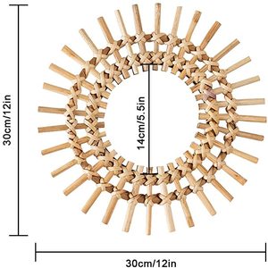 Miroir en rotin fait à la main naturel tissé fini fleur Design marron et or parfait pour la décoration de la maison - Product Image 2