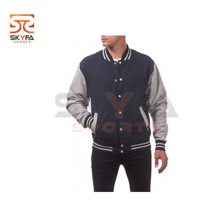 Chaqueta universitaria de béisbol con mangas de cuero para hombre - Product Image 6